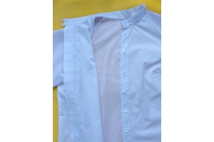 Сорочка жіноча під вишивку зі вставками канви, біла, довгий рукав, ворот стійка, розмір 50